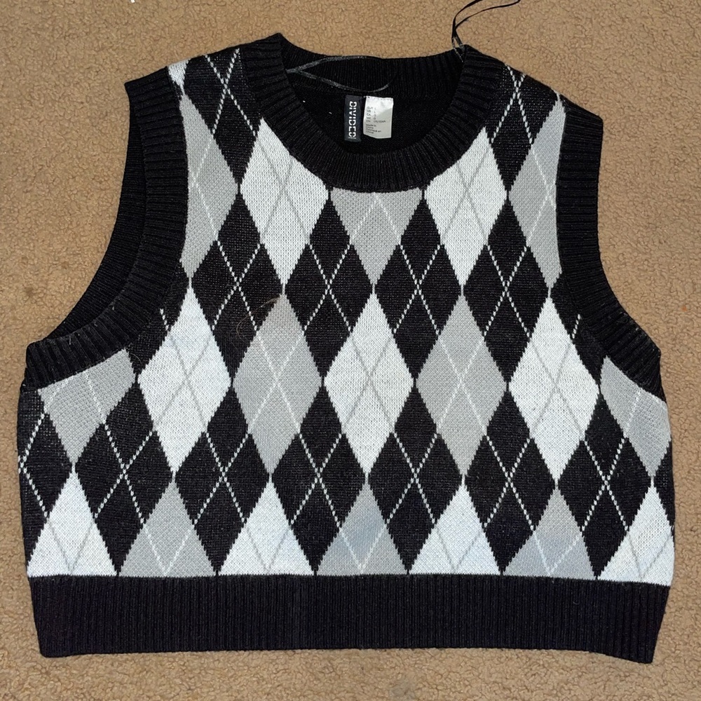 Divided cropped sweater vest